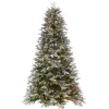 Pre-Lit Christmas Trees*The Holiday Aisle ® 7.5' X 56" Frosted Douglas Fir Artificial Tree, Warm White Led Wide Angle Lights