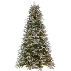 Pre-Lit Christmas Trees*The Holiday Aisle ® 7.5' X 56" Frosted Douglas Fir Artificial Tree, Warm White Led Wide Angle Lights