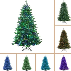 Pre-Lit Christmas Trees*The Holiday Aisle ® 6Ft App Controlled Christmas Tree, Pe/Pvc Xmas Tree W/ 420 Color Changing Led Lights & 1740 Branch Tips