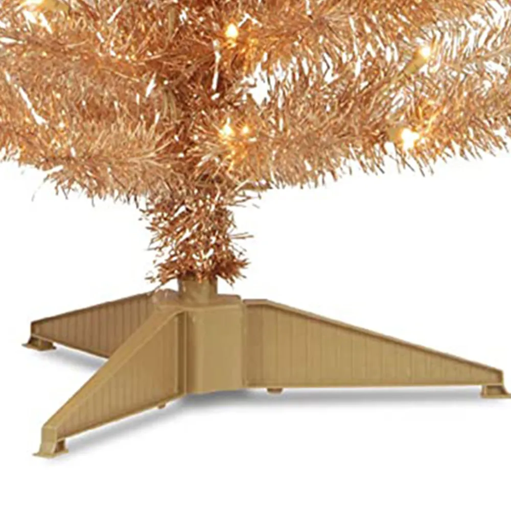 Pre-Lit Christmas Trees*The Holiday Aisle Tinsel Trees Champagne Pine Artificial Christmas Tree With 150 Clear/White Lights