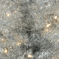Pre-Lit Christmas Trees*Hashtag Home Tinsel Trees Silver Pine Artificial Christmas Tree With Clear Lights