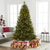 Pre-Lit Christmas Trees*The Holiday Aisle Traditional Prelit Artificial Christmas Tree With Warm Lights And Metal Stand, Wide Realistic Tree