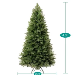 Pre-Lit Christmas Trees*The Holiday Aisle Traditional Prelit Artificial Christmas Tree With Warm Lights And Metal Stand, Wide Realistic Tree