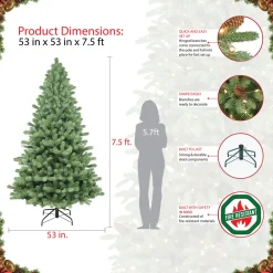 Pre-Lit Christmas Trees*Kelly Clarkson Home Vermont 7.5' Green Spruce Artificial Christmas Tree With 550 Clear/White Lights