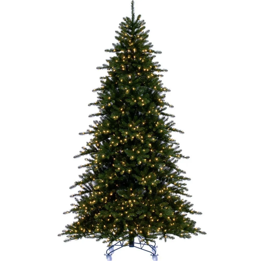 Pre-Lit Christmas Trees*Vickerman 12' X 74" Bavarian Pine Artificial Pre-Lit Tree, Dura-Lit® Warm White Mini Lights.