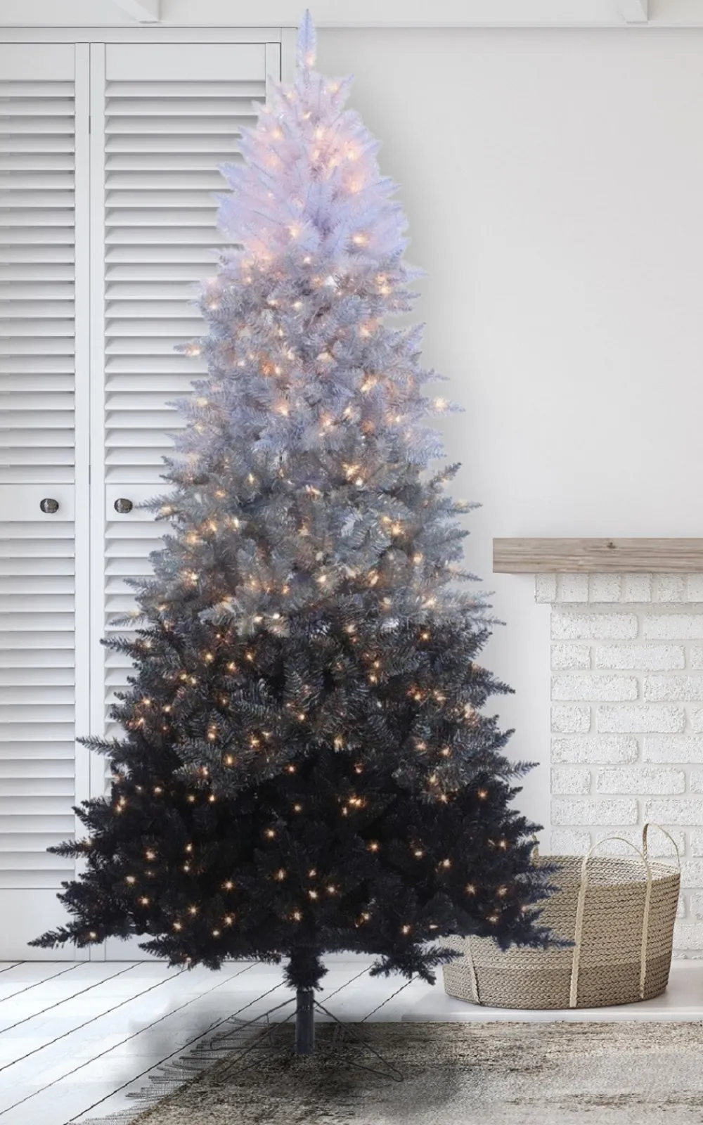 Pre-Lit Christmas Trees*The Holiday Aisle Vintage Prelit Ombre 7.5' Black/Gray Spruce Artificial Christmas Tree