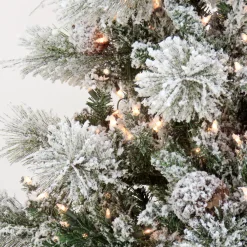 Pre-Lit Christmas Trees*The Holiday Aisle White Artificial Fir Christmas Tree With Incandescent Lights And Pinecones