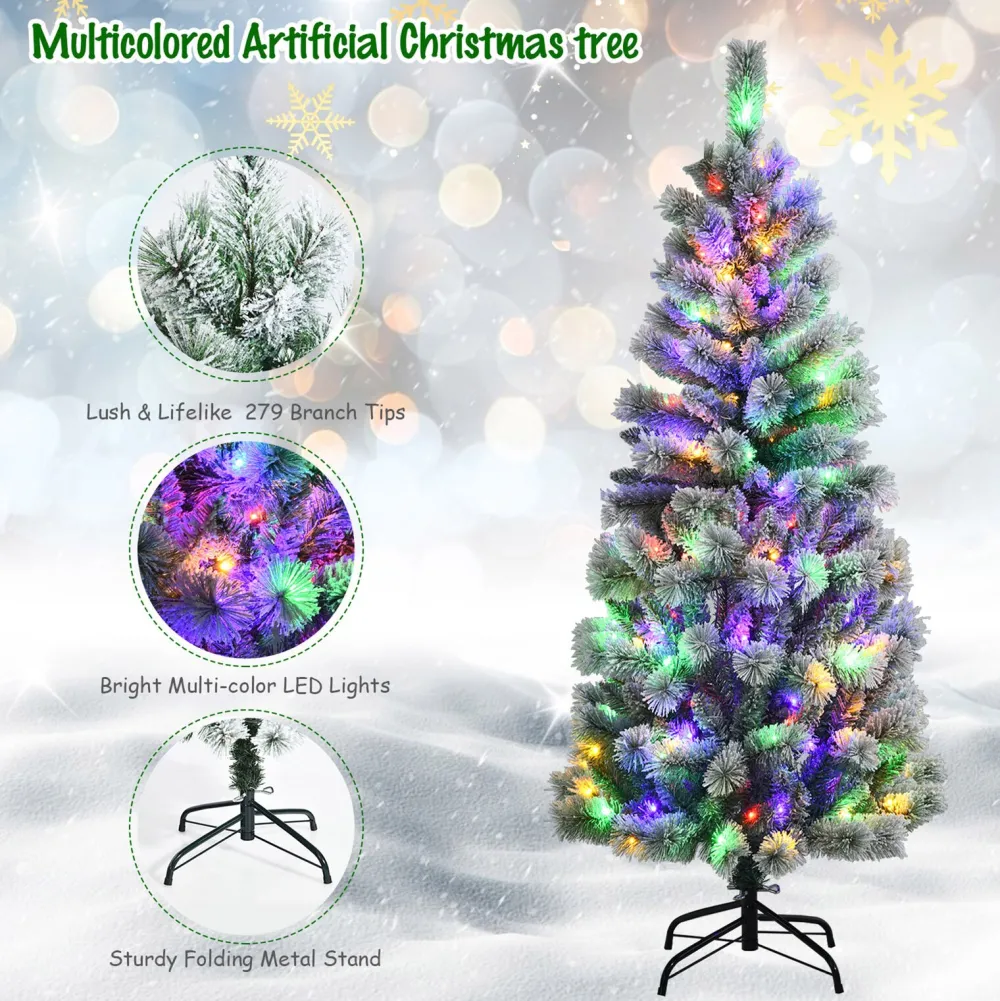 Pre-Lit Christmas Trees*Andover Mills White Realistic Flocked/Frosted Christmas Tree With Led Light