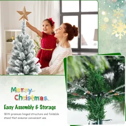 Pre-Lit Christmas Trees*Andover Mills White Realistic Flocked/Frosted Christmas Tree With Led Light