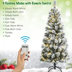 Pre-Lit Christmas Trees*Andover Mills White Realistic Flocked/Frosted Christmas Tree With Led Light