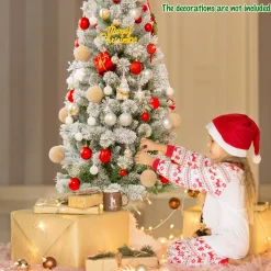 Pre-Lit Christmas Trees*Andover Mills White Realistic Flocked/Frosted Christmas Tree With Led Light