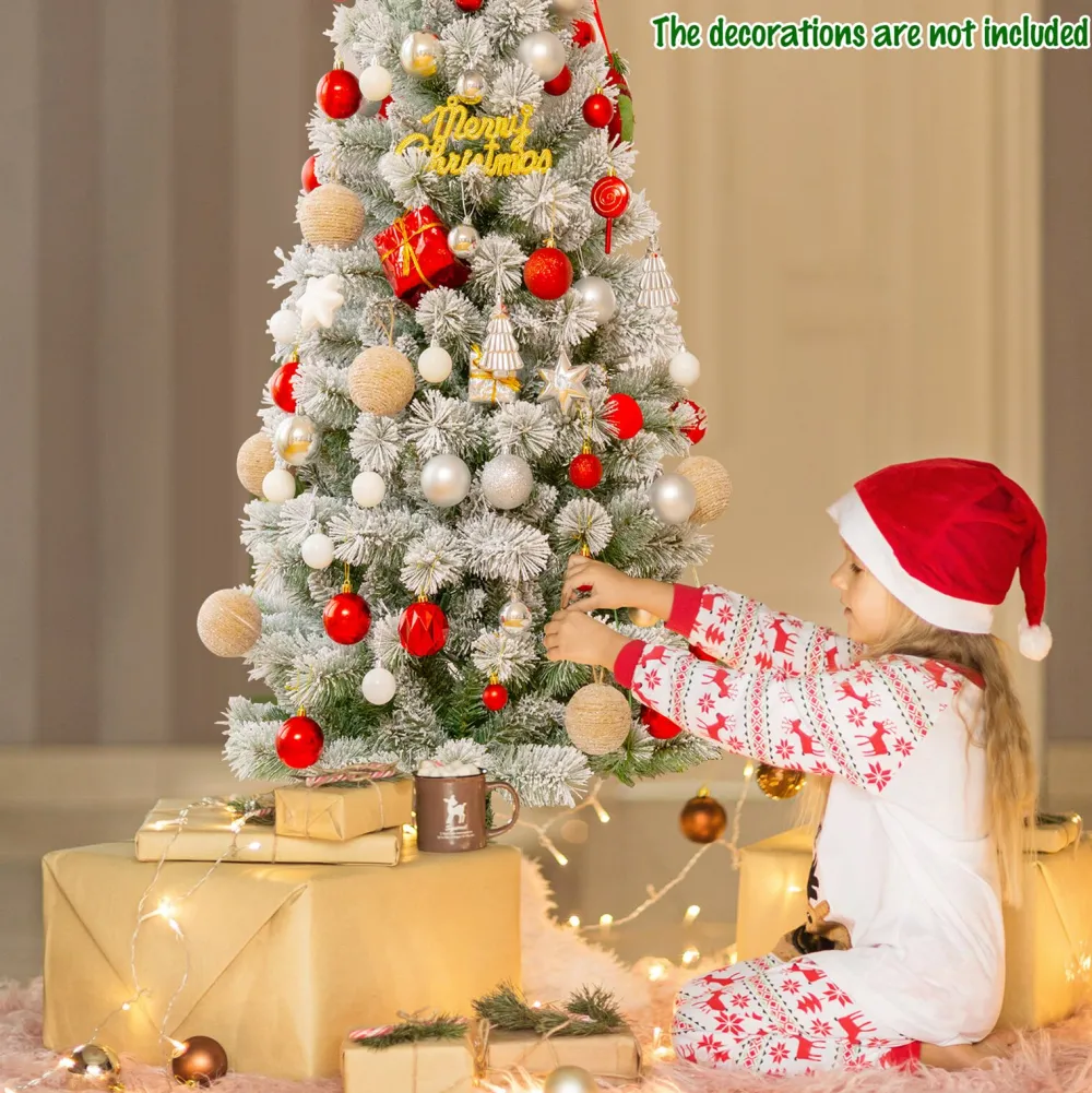 Pre-Lit Christmas Trees*Andover Mills White Realistic Flocked/Frosted Christmas Tree With Led Light