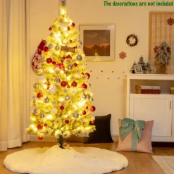 Pre-Lit Christmas Trees*Andover Mills White Realistic Flocked/Frosted Christmas Tree With Led Light