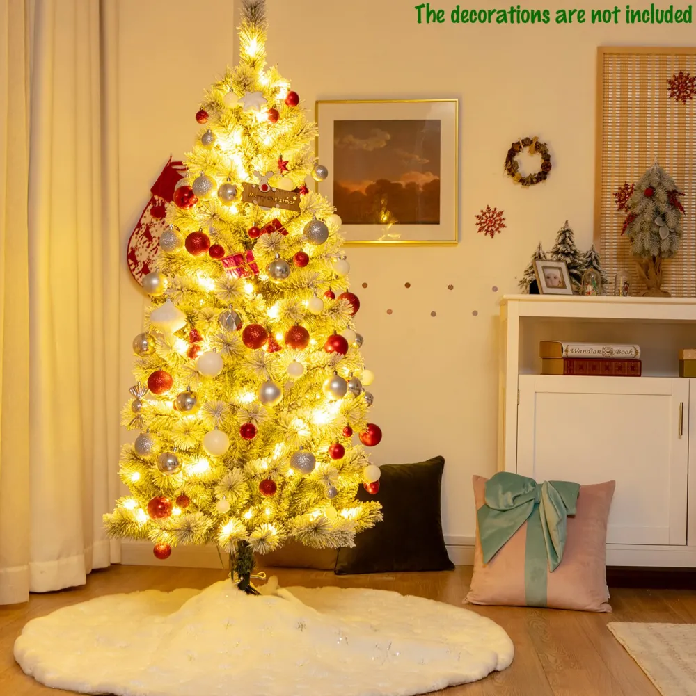 Pre-Lit Christmas Trees*Andover Mills White Realistic Flocked/Frosted Christmas Tree With Led Light