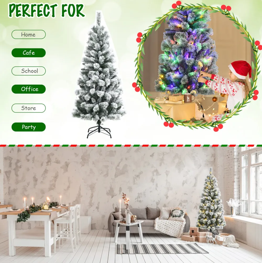 Pre-Lit Christmas Trees*Andover Mills White Realistic Flocked/Frosted Christmas Tree With Led Light