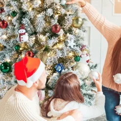 Pre-Lit Christmas Trees*The Holiday Aisle White/Green Pvc Spruce Flocked/Frosted Christmas Tree With Incadescent