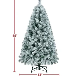 Pre-Lit Christmas Trees*The Holiday Aisle White/Green Pvc Spruce Flocked/Frosted Christmas Tree With Incadescent