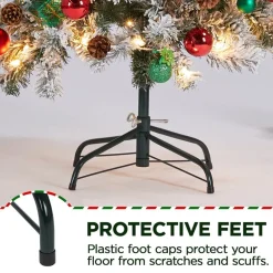 Pre-Lit Christmas Trees*The Holiday Aisle White/Green Pvc Spruce Flocked/Frosted Christmas Tree With Incadescent